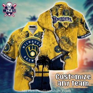 Sunset Serenade – Milwaukee Brewers Customizable Team Aloha Shirt