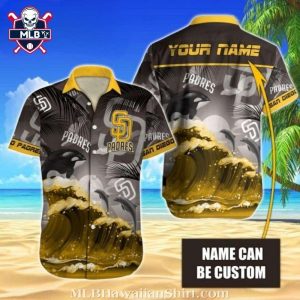 Sunset Swells – Personalized San Diego Padres Beach-Themed Aloha Shirt