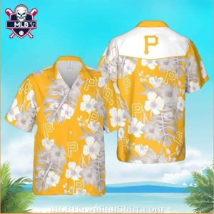 Sunshine Hibiscus Flowers And Palm Leaves Pattern Pittsburgh Pirates Hawaiian Shirt