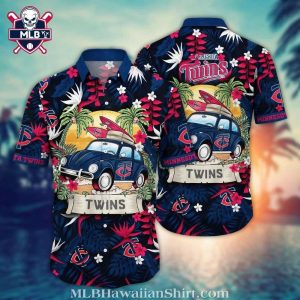 Surf Theme With Vintage Car Minnesota Twins Hawaiian Shirt