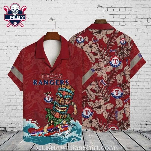 Surfer Tiki Texas Rangers MLB Hawaiian Shirt