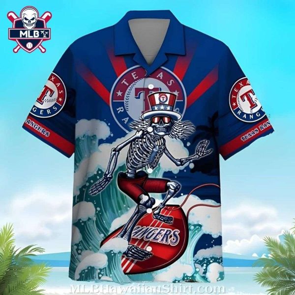 Surfing Skeleton Texas Rangers MLB Hawaiian Shirt