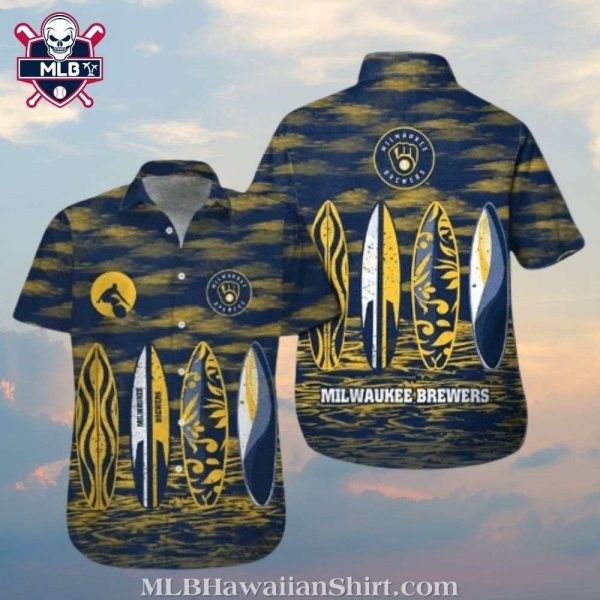 Surf’s Up Brew Crew – Milwaukee Brewers Surfboard Aloha Shirt