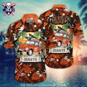 Surf’s Up San Francisco Giants Hawaiian Shirt – Vintage Car And Palm Print