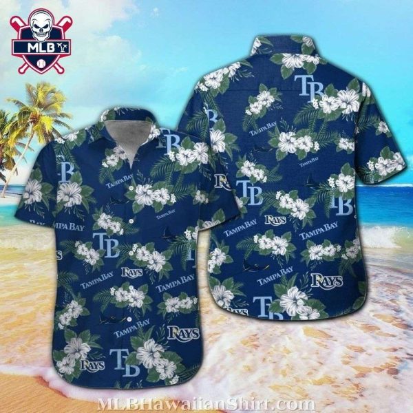 Tampa Bay Rays Blue Hibiscus Aloha Shirt