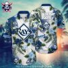 White Hibiscus Navy US Flag NY Yankees Hawaiian Shirt