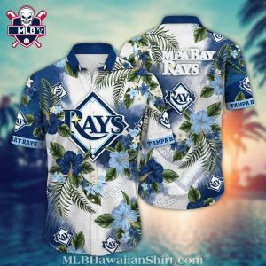 Tampa Bay Rays Blue Hibiscus Flowers Hawaiian Shirt