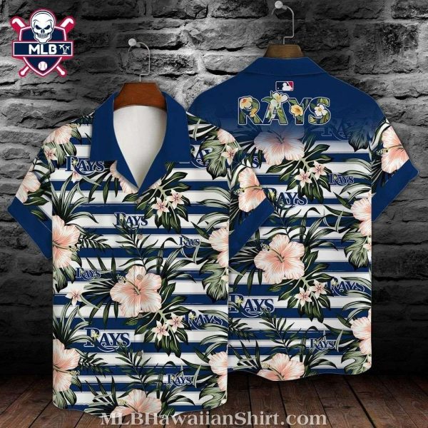 Tampa Bay Rays Floral Stripe Tropical Hawaiian Shirt