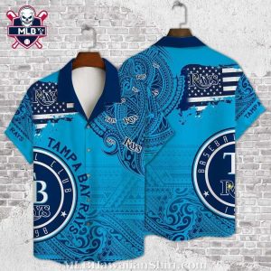 Tampa Bay Rays Ornate Paisley And USA Flag Pattern Aloha Shirt