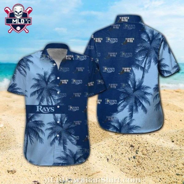 Tampa Bay Rays Tropical Palms Navy Hawaiian Shirt