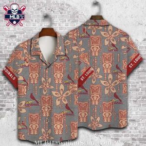 Taupe Tiki And Cardinals Emblem St. Louis Cardinals Tropical Shirt