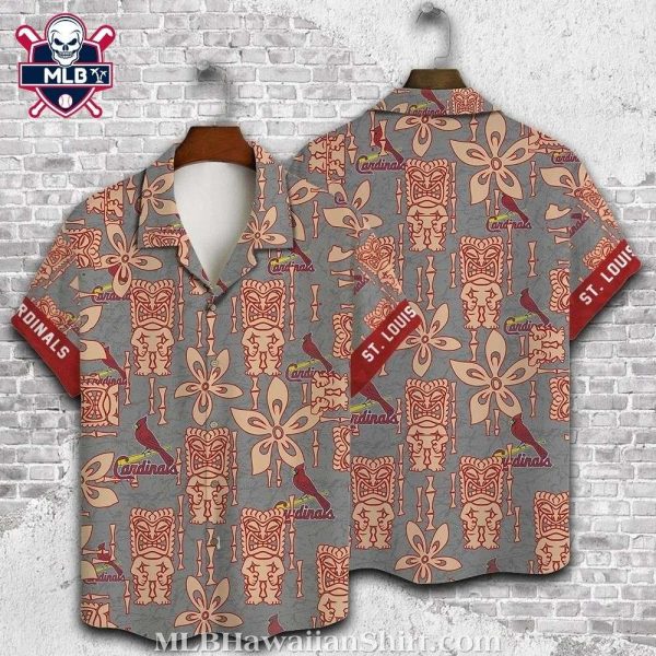 Taupe Tiki And Cardinals Emblem St. Louis Cardinals Tropical Shirt