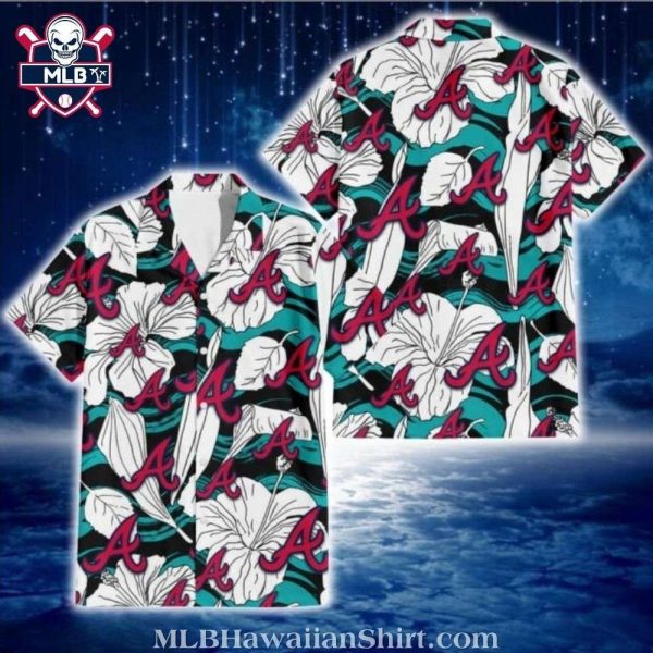 Teal White Floral Atlanta Braves Hawaiian Shirt