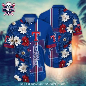 Texas Rangers Blue Floral Elegance Hawaiian Shirt