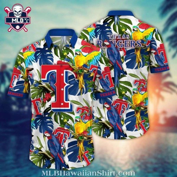 Texas Rangers Colorful Parrots Hawaiian Shirt