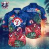 Texas Rangers Classic White Tropical Leaves Hawaiian Shirt