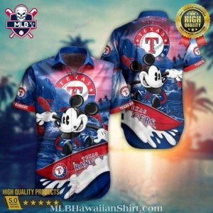 Texas Rangers Hawaiian Shirt – Funny Mickey Surfing Edition