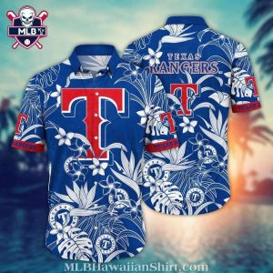 Texas Rangers Nautical Palm Hawaiian Shirt