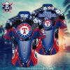 Tiki Surfing Texas Rangers Personalized Aloha Shirt