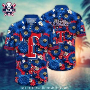 Texas Rangers Royal Blue Floral Festive Hawaiian Shirt