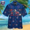 Detroit Tigers Monochrome Floral Blue Hawaiian Shirt