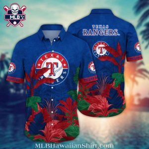 Texas Rangers Tropical Foliage Customizable Hawaiian Shirt