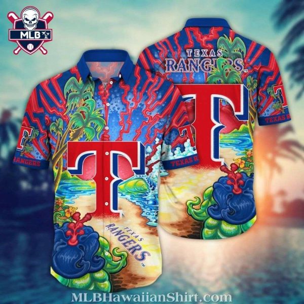 Texas Rangers Vibrant Tropic Wave Hawaiian Shirt