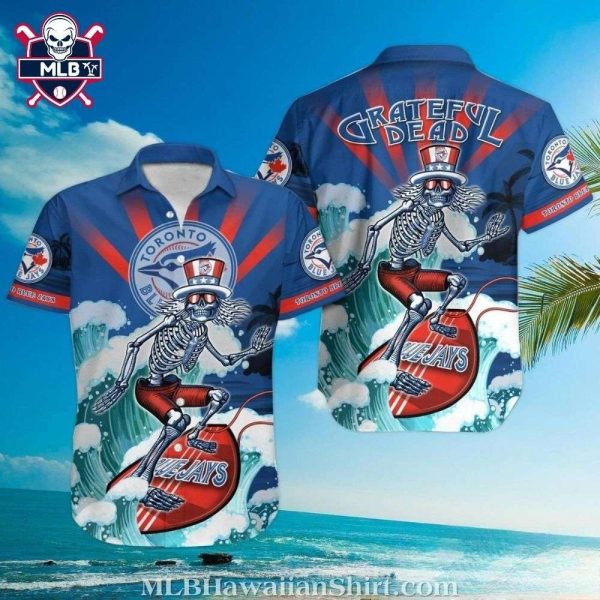 Toronto Blue Jays Grateful Dead Skeleton Surf Hawaiian Shirt