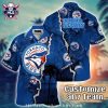 Toronto Blue Jays Wave Floral Blue Tropical Hawaiian Shirt