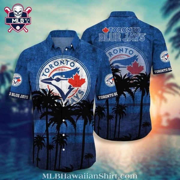 Toronto Blue Jays Palm Silhouette Sunset Aloha Shirt