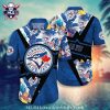 Toronto Blue Jays White Floral Blueprint Hawaiian Shirt