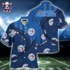 Toronto Blue Jays Large Crest Blue Floral Hawaiian Shirt