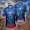 Toronto Blue Jays Sunset Palms Silhouette Hawaiian Shirt