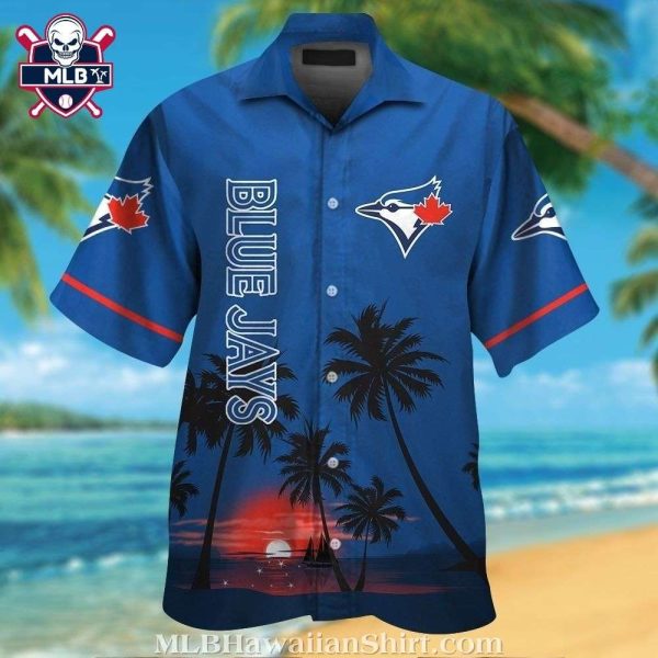 Toronto Blue Jays Sunset Palms Silhouette Hawaiian Shirt