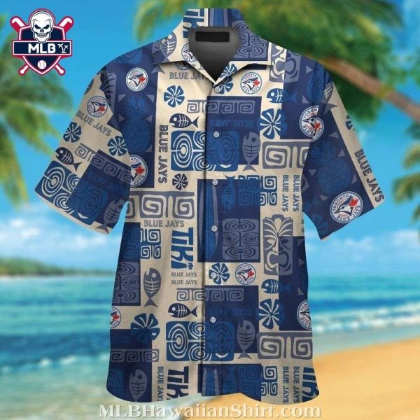 Toronto Blue Jays Tribal Geometric Navy Aloha Shirt