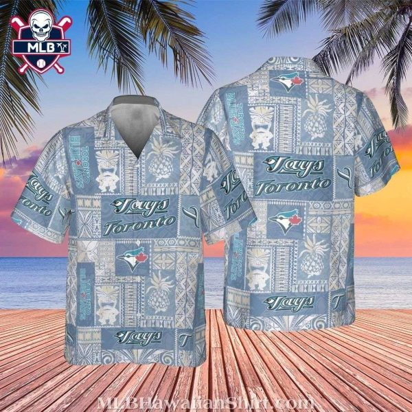 Toronto Blue Jays Tropical Palms And Pineapples Blue Aloha Shirt