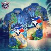 Toronto Blue Jays Tribal Geometric Navy Aloha Shirt