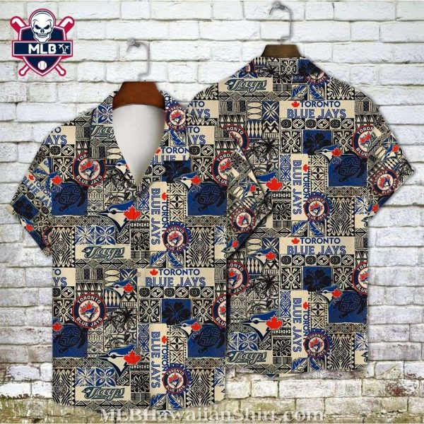 Toronto Blue Jays Vintage Typography Beige Aloha Shirt