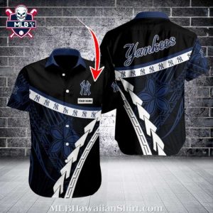 Tribal Stripe NY Yankees Tropical Personalized Hawaiian Shirt