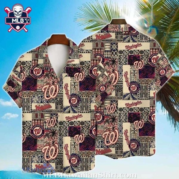 Tribal Tribute – Washington Nationals Red And Beige Hawaiian Shirt