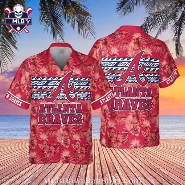 Tropical A-Frame Atlanta Braves Hawaiian Red Shirt