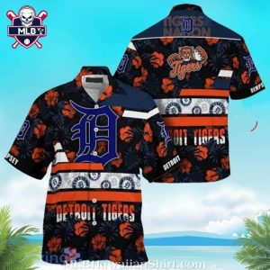 Tropical Floral Motifs Detroit Tigers Aloha Shirt