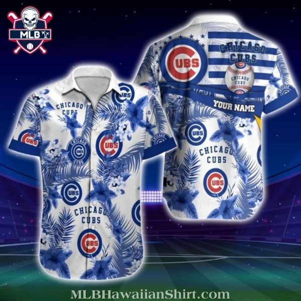 Tropical Hibiscus Flower Customizable Chicago Cubs Hawaiian Shirt