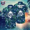 Tampa Bay Rays Tropical Palms Navy Hawaiian Shirt