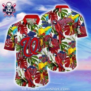 Tropical Parrot Washington Nationals Aloha Shirt – Exotic Bird Splendor