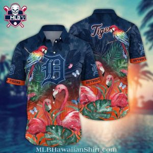 Tropical Parrots And Flamingos Detroit Tigers Hawaiian Shirt