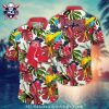 Personalized Boston Red Sox Flower Pattern Custom Name Tropical Hawaiian Shirt