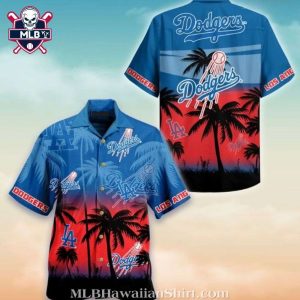 Tropical Twilight LA Dodgers Button-Down Shirt – Sunset MLB Silhouette