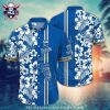 Vibrant Blue Floral KC Royals Aloha Shirt With Golden Accents