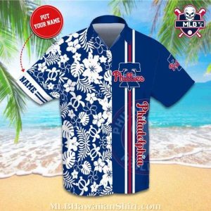 Turtle Hibiscus Flower – Personalized Blue Phillies Hawaiian Shirt